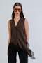 Bitter Brown Lace Detailed V-Neck Buttoned Woven Vest Alc-X15387