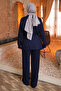 Navy Blue Tunic and Trousers Set with Stone Detail on the Front and Side Tie Straps - 5