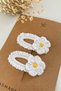 White Baby And Child Knitted Daisy 2-Piece Snap Buckle Set 6cm - 2