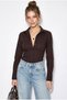 Women's Bitter Brown Tie-Dye Detailed Waist-Fitted Cotton Shirt Dg261012 60286239 - 2