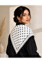 White Black Polka Dot Silk Look Shawl Scarf 70 cm – Stylish Women's Neck & Shoulder Accessory - 3