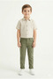 Boy's Beige Hakim Collar Short Sleeve Linen Shirt for Eid - 5