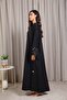 Luxury Crepe Abaya with Intricate Threadwork and Lace Sleeve Detail - 2