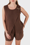 Asymmetric Cut Button Detailed Linen Blouse Bluz 69914928 - 5