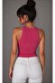Women's Fuchsia Crew Neck Sleeveless Blouse Be399 - 2