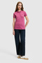 Women's Fuchsia Polo Collar Basic T-Shirt 50323461-Vr023 - 4