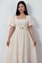 Square Neck Belted Dress Grs3980 - 2