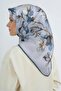 Sura Pure Silk Scarf 9524 - 01 Light Blue Gray Floral Pattern - 2