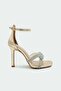 Guide Stone Knot Detailed Women's Gold Heeled Shoes - 5