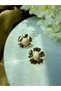 Gold Flower Pearl Earrings - 2