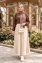 Poplin Skirt with Pockets and Elastic Waist 1727 - Beige - 3