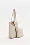 Double handle charm detailed shopper bag beige