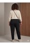 Women's Black Lycra Plus Size High Waist Comfortable Straight Cut Pants - 2