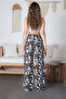 Women's Patterned High Waist Viscose Fabric Elastic Waist Pants - 7