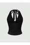 Black Halter Neck Crop Blouse, Women's Halter Neck Crop Blouse, Summer Black Crop - 2