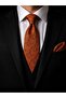 Copper Orange Shawl Pattern Tie Handkerchief - 2