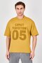 Men Crew Neck Short Sleeve Embroidered T-Shirt, Mustard