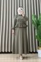 Si̇bel Skirt Suit Slaplı Cubra Fabric Women's Khaki Ruffle Detailed and Buttoned Shirt and Skirt Two-Piece Set