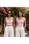 Women's 2-Pack Camisole Ribbed Fabric Body-Hugging Square Neck T-Shirt-Tank Top