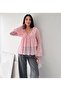 Women's Ruffle Collar Lace-Up Detailed Layered Peplum Long Sleeve Chiffon Blouse - 2