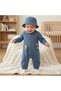 Unisex Kids Baby Jeans (Jeans) Printed Hat Jumpsuit (6/9/12/18) Months