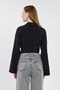 Women's Double-Breasted Collar Side-Tie Long Sleeve Shirt - Black - 5