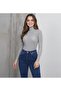 Full-Length Corded Fabric Lycra Ribbed Knit Badi Thin Long Sleeve Sweater - Gray - 4