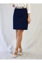 High Waist Navy Blue Woven Above Knee Bell Skirt