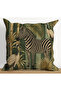Safari Patterned Decorative Throw Pillow Cover Set of 4 Green Striped Modern Sofa Cushion (Double Sided) - 4