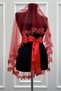Red Bridal Veil Set with Glass Beads and Pearls, Henna Night Veil Face Cover Set 6 Pieces - 5