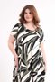 Women's Khaki Beige Abstract Pattern Loose Dress with Pockets, Compatible with Standard Sizes 42-54, Flexible Dress - 6
