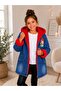 Girl's Hooded Plush Fur Denim Coat