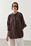 Drawstring Tencel Shirt Brown - 2