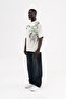 Men's Printed and Embroidered Oversize T-Shirt Space Gray - 7