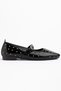 Women's Black Patent Leather Ballerinas with Buckle - 4