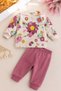 Baby Girl Set 100% Cotton Long Sleeve Bird and Flower Printed - 2