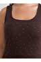 Brown Plus Size Square Neck Rhinestone Women's Tank Top - 7