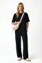 Morena Women's Elix Modal Touch Crew Neck Elastic Waist Pocketed Black Top and Bottom Set - 7