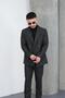 Slim Fit Men's Pointed Collar Striped Double Breasted Suit