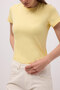 Women's Light Yellow S6-108 Crew Neck 100% Organic Cotton Stretch Fabric T-Shirt - 6