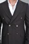 Slim Fit Men's Pointed Collar Striped Double Breasted Suit - 3