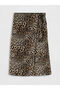 Brown Tie-Up Leopard Print Wrap Skirt - 8