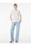 Cotton Short Sleeve Crew Neck T-Shirt with Stone and Pearl Detail - 2