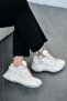 Trow women's lace-up chunky sole sneakers - white - 3