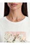 Lcw Everyday White Crew Neck Floral Printed Women's Bodysuit - 5