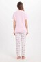 Women's regular fit classic cut 100% cotton crew neck short sleeve printed pink pajama set - 7