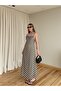 Black Cream Striped Dress with Adjustable Straps - 261028 - 6