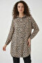 Women's Leopard Patterned Viscose Beige Shirt Tunic - 4