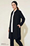 Women's Shirt Collar Buttoned Sleeves Basic Cotton Black Hijab Tunic