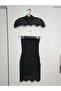 Women's Extra Mini Strapless Dress with Lace Collar and Skirt - 7